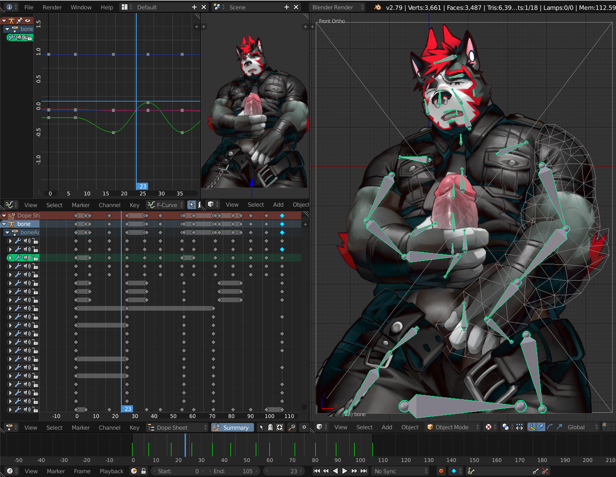 takahiro_si's tweet photo. if you wonder how
I'm using Blender 3d, rigging on flat triangulated png plane. the workflow is similar to Spine (arrange the cutout image, make triangle mesh, bone rigging, weight, and animate.) https://t.co/0Ubf0ObBfy