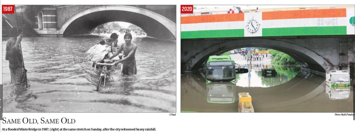 In the Indian Express today, 1987 vs 2020, Delhi.