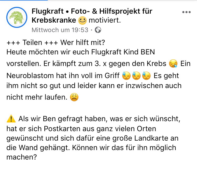 FacinellisGirl's tweet photo. This is Ben. He has cancer. He is in a very bad condition. They asked him for his last wish. He asked for postcards from all over the world.
I am sure we can do it for him. It’s so heartbreaking. Just a postcard with lovely words on it.❤️
Please share. https://t.co/bgdg1lQ7QC