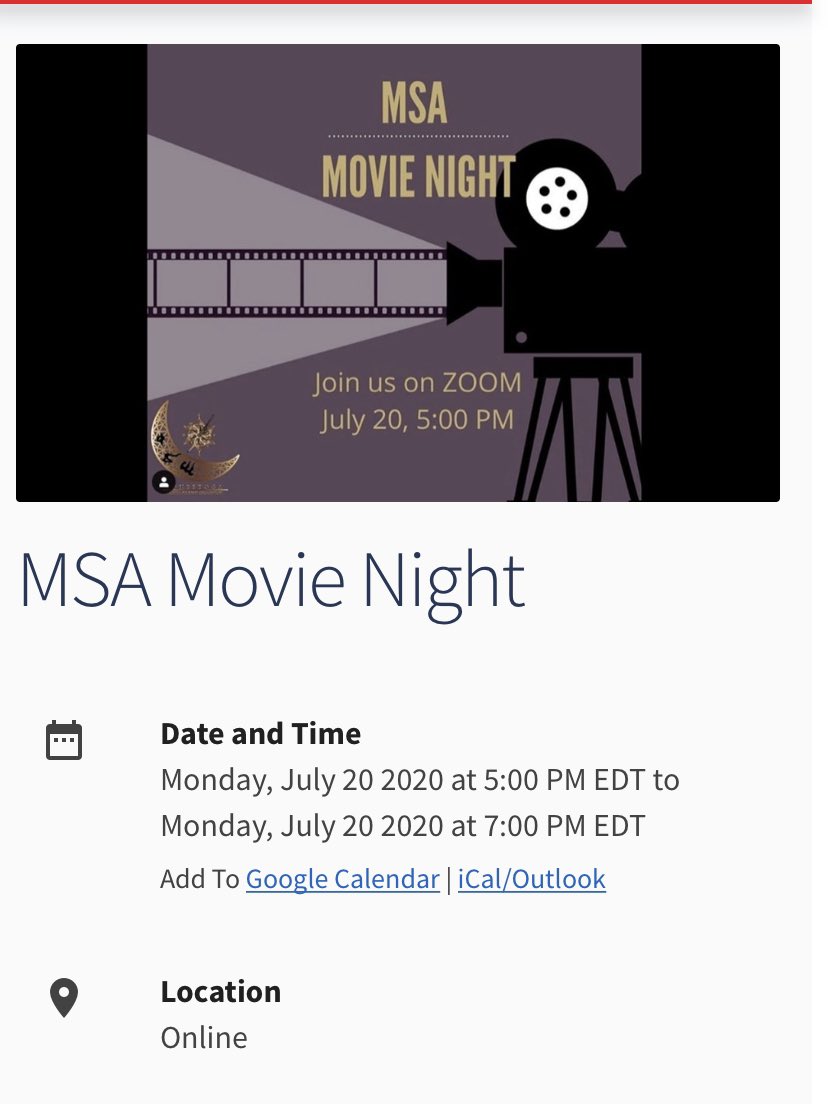 MsaConestoga's tweet photo. Salam everyone!! Don’t forget to RSVP on the CCP to get the link for tomorrow’s movie! https://t.co/0R6WxBZwQa