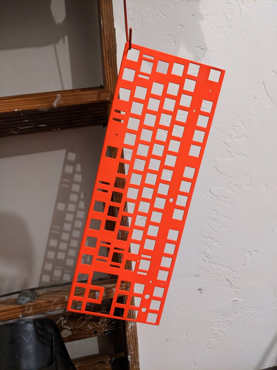 TheProfosist's tweet photo. Painting of the plate is complete. #NobleMagna01
My #Pixel3 doesn't seem to know how to process something that bright as it doesn't have an orange tinge in person.
#DIY #maker #painting #SprayPaint #MechanicalKeyboard #KeyboardEnthusiast #CustomKeyboardBuild https://t.co/ktC3aqg8L8