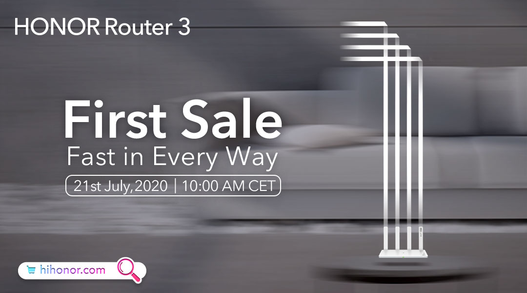 Honorglobal's tweet photo. 3-2-1! Our first #WiFi6Plus router, HONOR Router 3, is dropping tomorrow at 10 am, EU time! Set your alarm https://t.co/o1pXYhQv1K