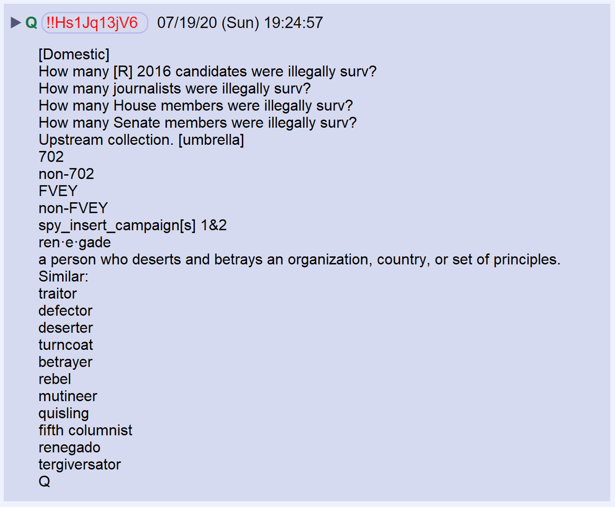 12) Normies will be shocked when they learn how many Republican presidential candidates, members of the press & members of Congress were surveilled by Obama.Some were spied on using 702; some through non-702. Some though Five Eyes and some through non-Five Eyes channels.