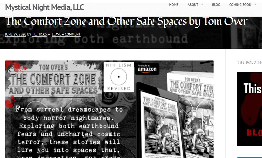 tbmhorror's tweet photo. Big thank you to @MysticalMedia for spreading the word!!!
The Comfort Zone and Other Safe Spaces by Tom Over https://t.co/c5TGa8rwFz
#horror
#horrorfamily
#horrorblogger
#writingcommunity https://t.co/YwDhmYLcLz