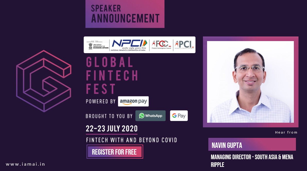 IAMAIForum's tweet photo. We are extremely happy to announce that @navinblockchain, Managing Director - South Asia &amp; Mena @Ripple will be speaking at the virtual #GlobalFintechFest 2020 

Hear him share his perspective at the #GlobalFintechFest 2020: https://t.co/YflnwlYvnu https://t.co/6pCtfaJgrN