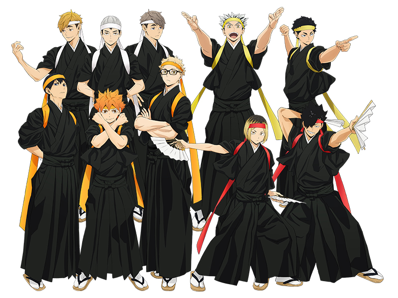 にじめん編集部 Twitter ನಲ ಲ ハイキュー To The Top フェア アニメイトにて開催決定 稲荷崎含む４校の描き下ろし 和装応援団 イラスト公開 ２月の学ランに対して９月は和装 ノリノリでポーズを決める東京組が可愛い T Co O3ait1le5e