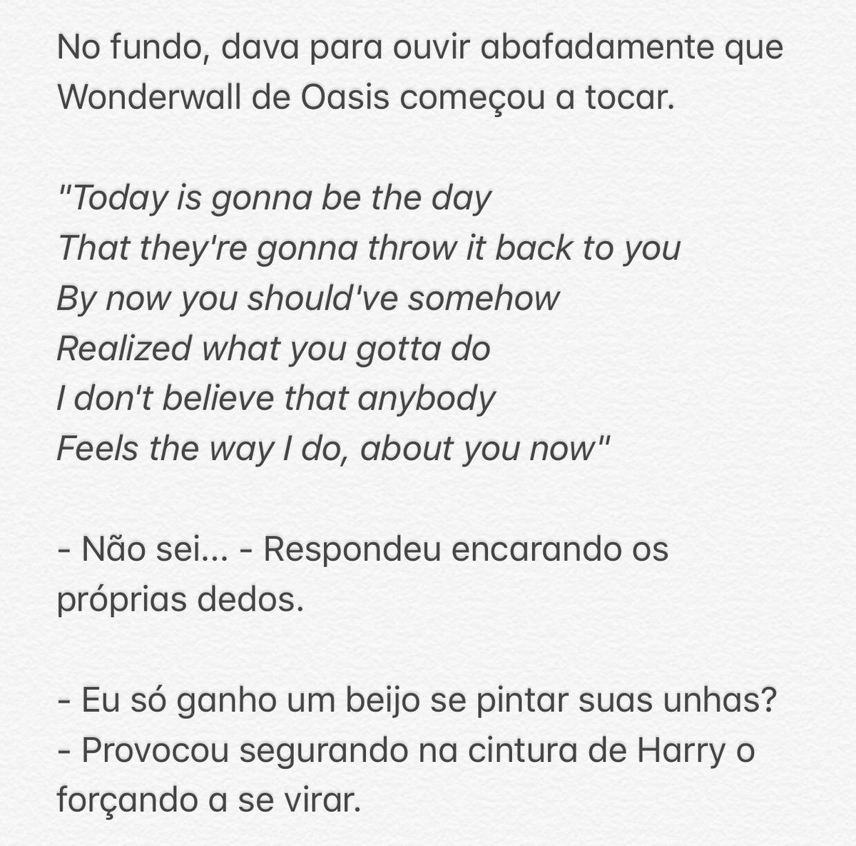 mybravelouist's tweet photo. - 324. não brinque comigo, Louis... -

"Hoje poderia ser o dia
Que eles vão jogar tudo de volta em você
Por enquanto você já deveria, de algum modo,
Ter percebido o que deve fazer
Não acredito que ninguém
Sinta o mesmo que eu sinto por você agora" https://t.co/MSy2XugxNy