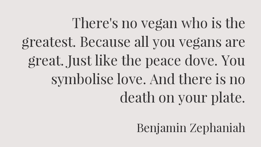 vgnvox's tweet photo. There's no vegan who is the greatest. Because all you vegans are great. Just like the peace dove. You symbolise love. And there is no death on your plate.-Benjamin Zephaniah https://t.co/Qmd1QI8z9E
