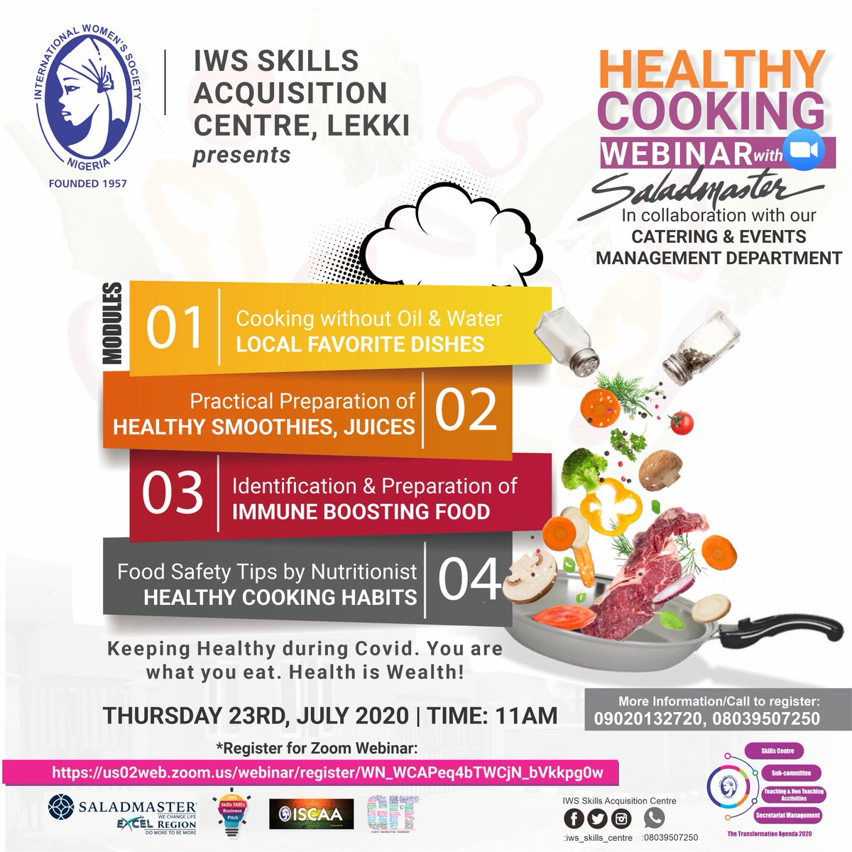 IWSSkillsCentre's tweet photo. Register in advance for this FREE webinar by clicking this link
https://t.co/WcBvw0D7vg
 
Or Call Joy on 09020132720 to register

You are invited to a Zoom webinar. 
When: Jul 23, 2020 11:00 AM London 
Topic: Healthy Cooking - IMMUNE BOOSTING https://t.co/TPFSIChW3E