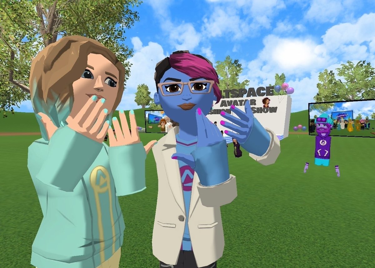 Quirkeley's tweet photo. .@iSiciliana in hyper blue @SpatialNetworkz avatar fashion show in @AltspaceVR π world by @whimwhams β¨πΈβ¨ @AndyFidel_ @paoplayz #getsocial #socialVR #altspacevr #quirkeley #virtualreality #highresolution https://t.co/Me7MFLNiMB