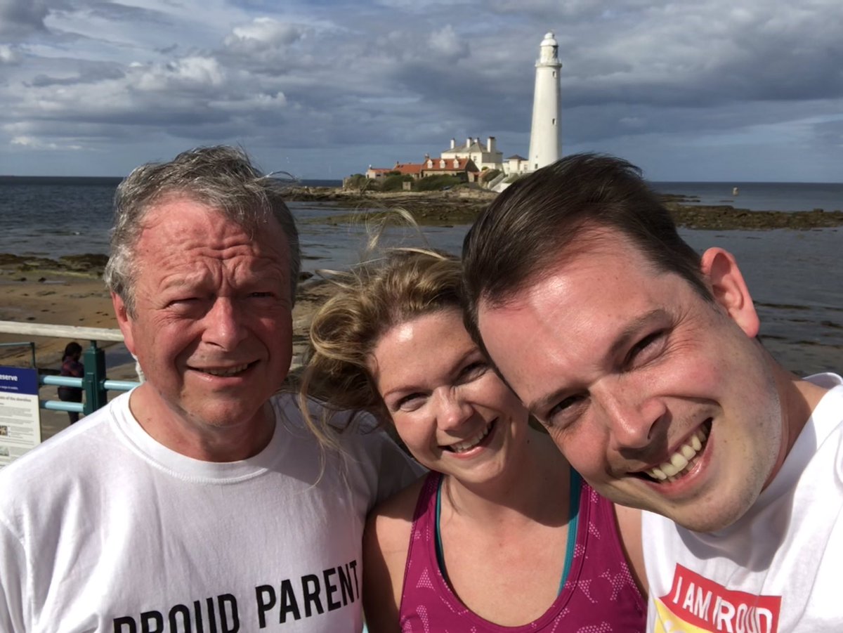 The old guy managed to complete the #LGBT5kFest today. 
This pic says it all really: iconic NE location: #StMarysLighthouse to #SpanishCity and back. 
Proud of these two who slowed down enough to keep me company all the way 💕💕
@RunnersNFR