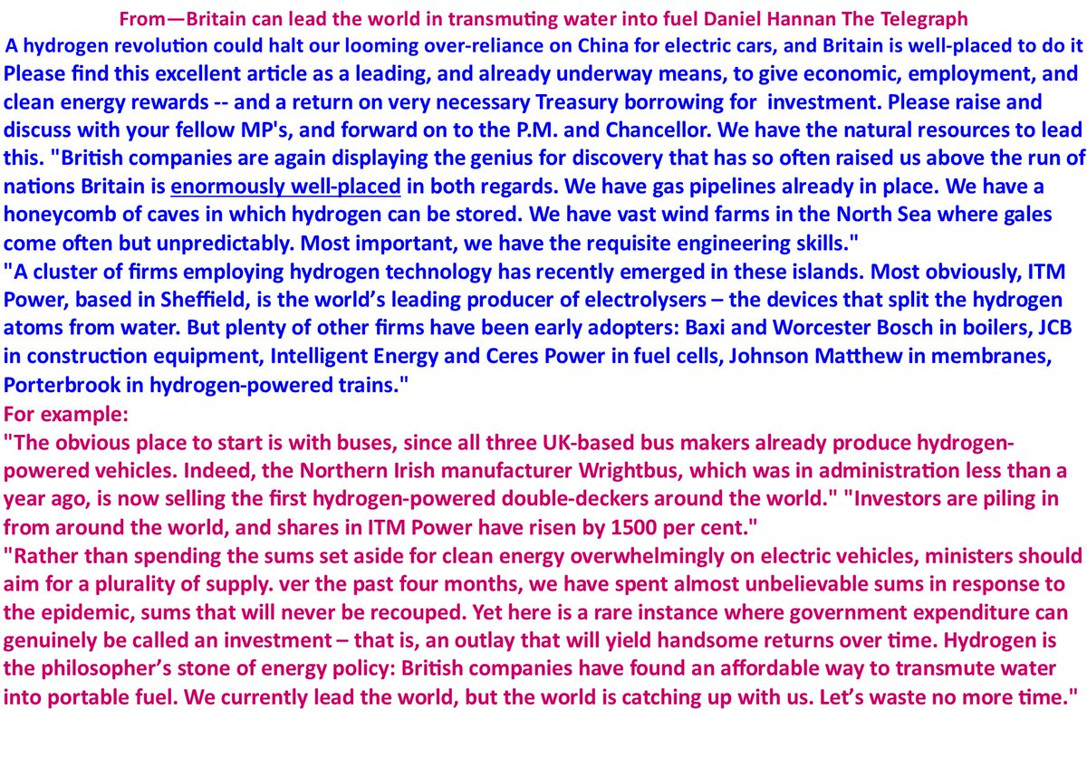 ElfieRobinson's tweet photo. From—#Britain can #lead the #world in #transmuting #water into #fuel Daniel Hannan The Telegraph https://t.co/ixTMhpDidS