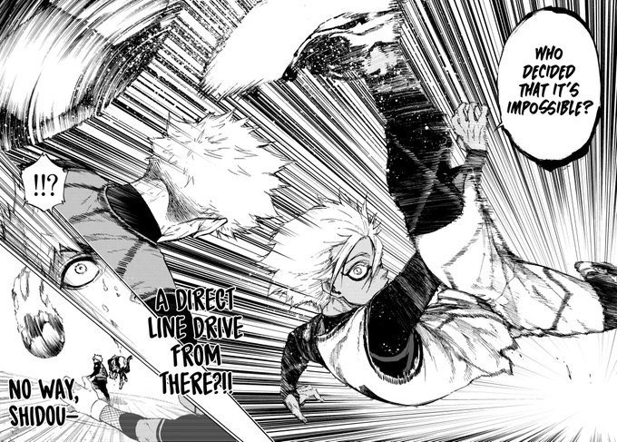 Blue Lock (manga, 92 chapters, ongoing)Amazing art especially the double page spreads, the matches are very entertaining with some hype moments and it also has some nice twists which keep you wanting more.