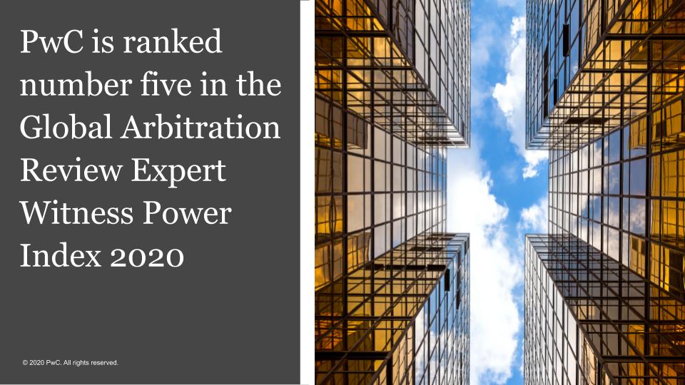 We’re honoured to be recognized among the top five international arbitration firms in <a href="/GARalerts/">Global Arbitration Review</a> annual awards. See the full expert witness power index 2020 pwc.to/GAR100-2020  #PwCProud