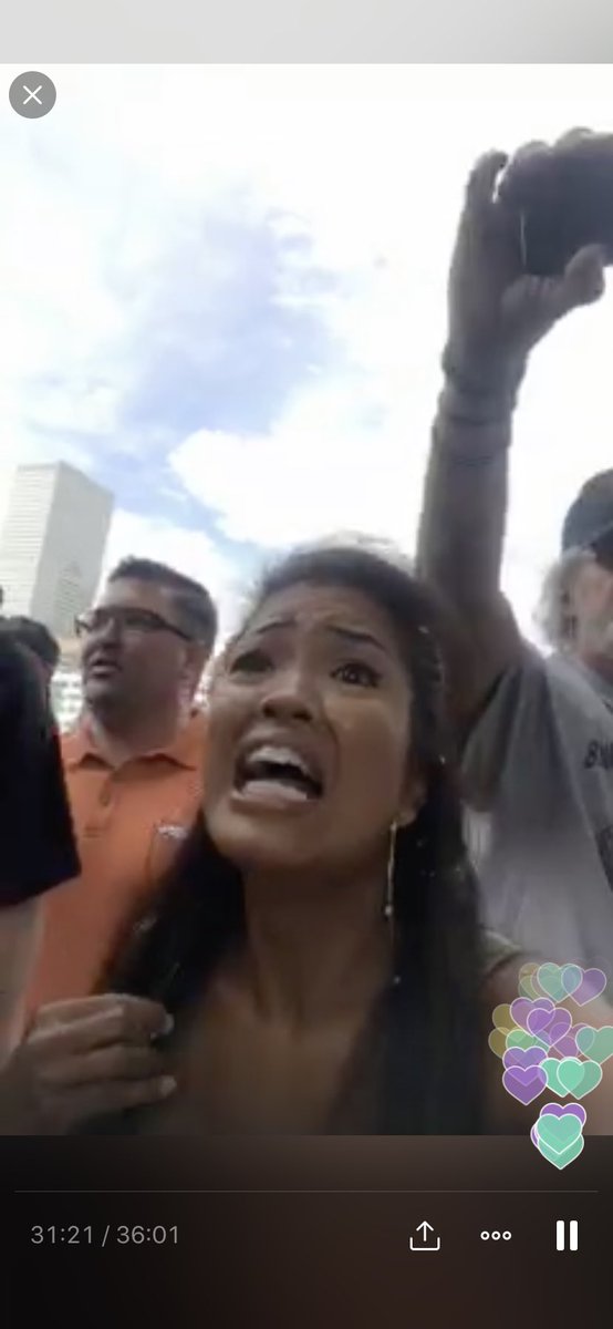 Pro-police folks tried to hold a  #BackTheBlue rally in Denver and were met with opposing speech from BLM protesters. This screengrab from  @michellemalkin’s live stream gives you an idea how that went. (Bonus points if you can ID the guy in orange.)  #copolitics