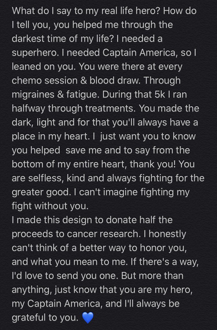 Lambm77's tweet photo. Dear @ChrisEvans, I hope you see this. But even if you don't. You'll always be my hero. 💙 https://t.co/ieVvxauOsX