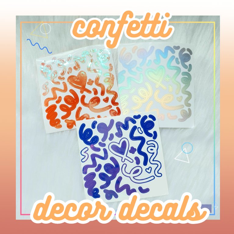 roselight_ph's tweet photo. 📍CONFETTI DECOR DECALS📍
Size: 3x3 in
You can choose your own colors
You can use this as design on your polaroids and journals!
Order thru our Shopee store! Link in bio!
#decalsph #holodecal #decalsticker #holosticker #vinylsticker #holographicdecals #decalsph #polcos https://t.co/ZGAgLiKO5z