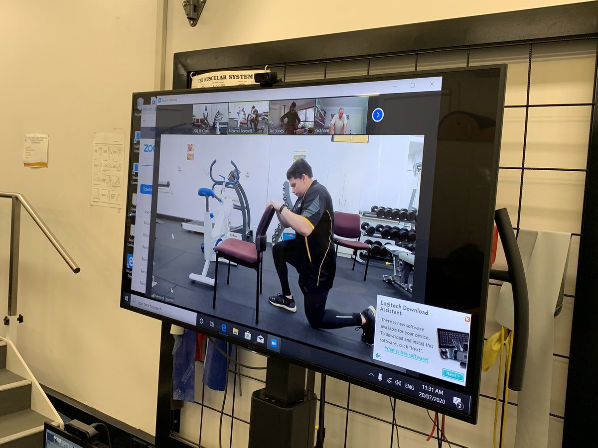 We love when #technology works! Finally got TV monitor to work with #zoom 1/2 way through our #online #jointmovement #exerciseclass so clients could see our students a lot more clearly than through a laptop camera. #telehealth #usq #ipswich <a href="/ArthritisQLD/">Arthritis Queensland</a> <a href="/usqedu/">usqedu</a>