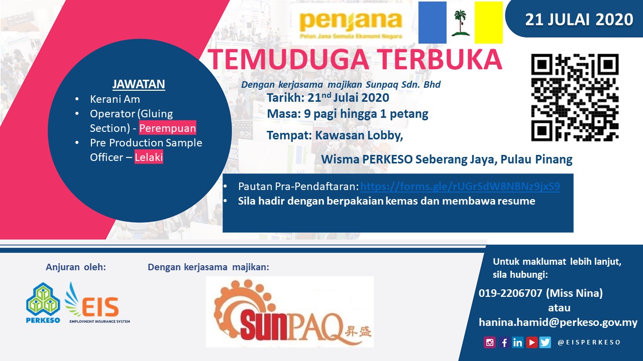 Myfuturejobs On Twitter Temuduga Terbuka Mingguan Pulau Pinang Tarikh 21 Julai 2020 Selasa Masa 9 00 Pagi 1 00 Petang Tempat Wisma Perkeso Seberang Jaya Pulau Pinang Majikan Yang Terlibat 1 Sunpaq Pautan