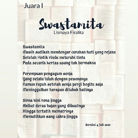 #puisi oleh Lismaya Firalita, pemenang Juara I pada lomba puisi online Sanggar At-Ta'dib