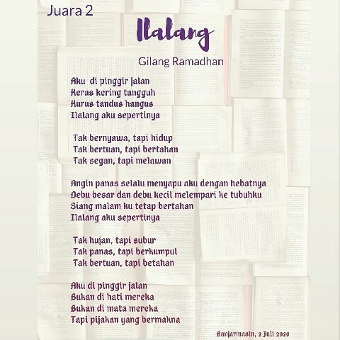 #puisi oleh Gilang Ramadhan, juara II pada lomba puisi tingkat Provinsi Kalimantan Selatan, oleh Sanggar At-Ta'dib