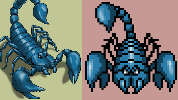 ケイジェイ Rpg作製中 Na Tviteru モンスターイラスト素材 さそり スコーピオン Rpgや ファンタジーゲームの立ち絵 顔グラ 敵グラ エネミー などに使えます 歩行グラのキャラチップ付き Dlsiteで販売しています T Co P531iny3jk Rpgツクールmv