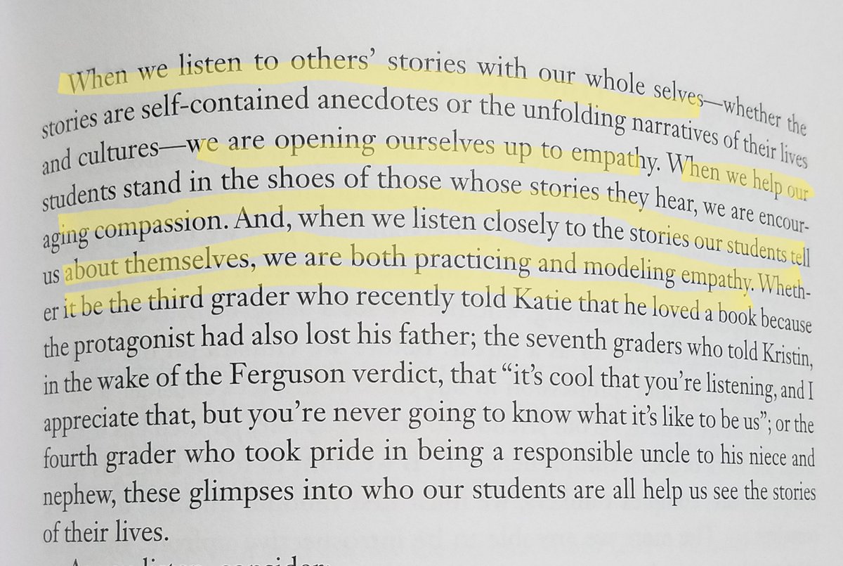 These words really resonated with me during this amazing book study! Compassion and empathy seem more important than ever, and we must model this for and teach this to our students. @Kleinlibraries @roth_library #ReadTheWorldNow