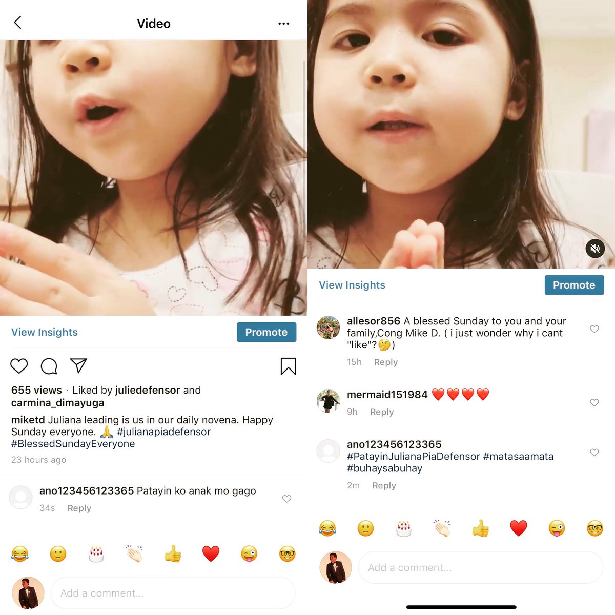 MikeDefensor's tweet image. Yung masamang salita ay tanggap ko. Murahin mo ako at laiitin- I set it aside.You can criticize me and even curse  me and I can take it.But when you threaten to kill my 4 yr old child Juliana you have gone beyond the limit.I will look for you and I will not stop.