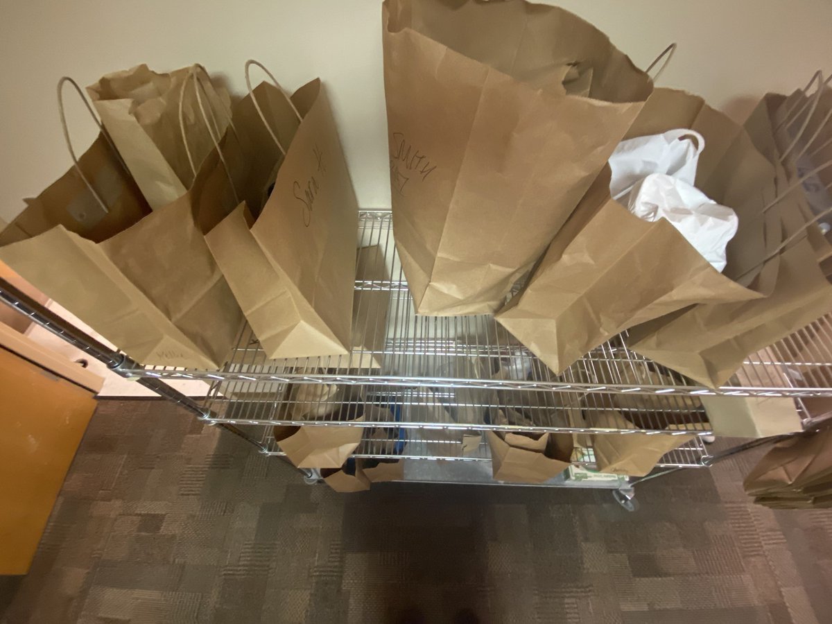 jeffrop73's tweet image. I’m a physician, covering 10 hospitals in the TC metro. These brown paper bags of PPE are ubiquitous: we re-use N95s and face shields. Fine for now, but as the need for PPE in schools and workplaces grows- as do #s of sick - the lack of a nationalized supply chain is infuriating
