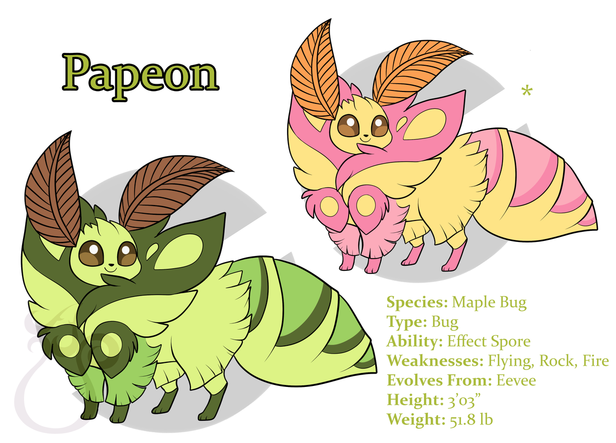 Papeon, my bug type fake eeveelution, got a makeover!! 