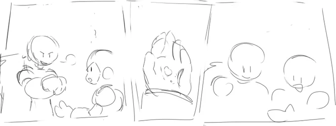 I think the sketch of the first one looks kind of better than the final result., i mean you can feel the raw emotions on the characters.. ?
lol? 