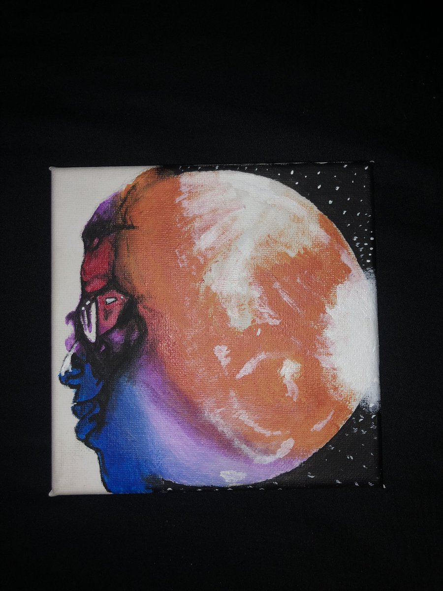 BaetoPotato's tweet photo. Painted a Kid Cudi album, about to fill my wall up with album covers. My 1st. https://t.co/sYnTLEGOyL