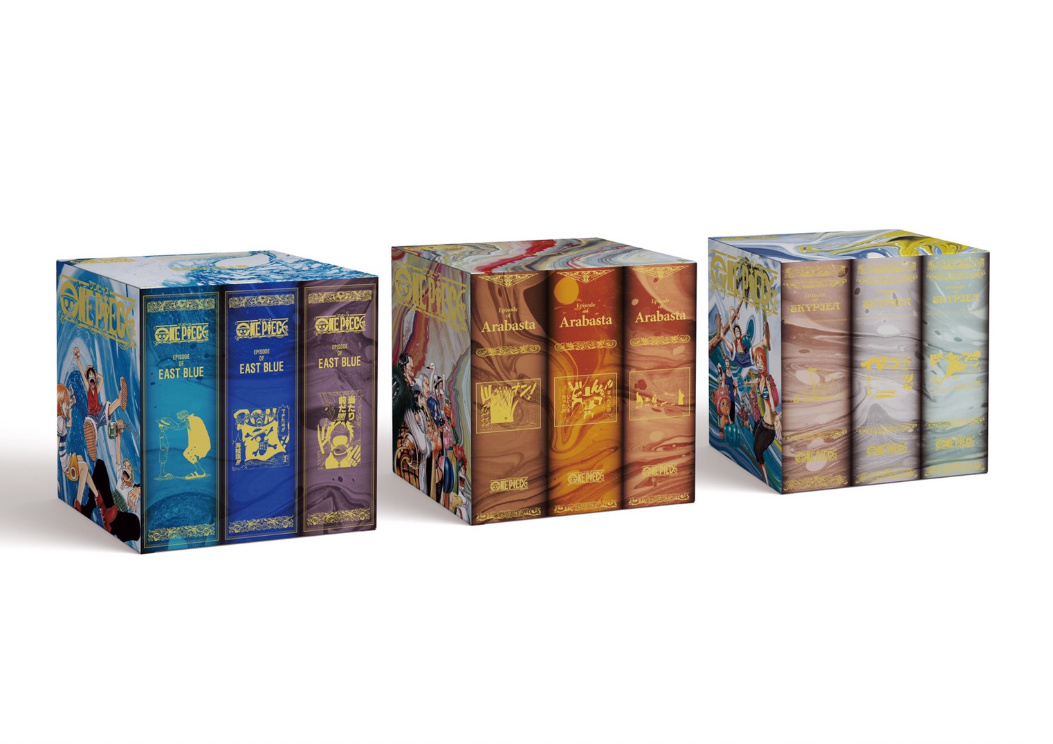 One Piece スタッフ 公式 Official ワンピの日 特報 コミックスがまとめて買えるboxが9 4に発売決定 今回は第一部としてep1東の海編 Ep2アラバスタ編 Ep3空島編のコミックスが収録された3boxが発売 コミックス分のお値段でクールなデザイン