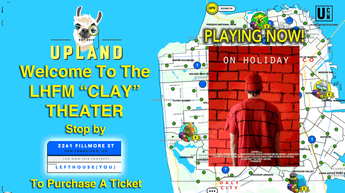 LeftHouseRecord's tweet photo. On Holiday is PLAYING NOW at The LeftHouseFM Clay Movie Theater in #UplandMe!! Stop by 2261 FILLMORE STREET to get your tickets! #ONHOLIDAYMOVIE #LeftHouseFilms #BlockchainWorld #blockchaingaming https://t.co/58aXjibzyz