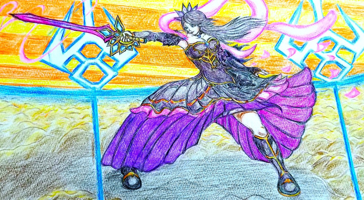 かずちゃん 1985 今回はハッシュタグの使い方マスターしたので 再度投稿します 色鉛筆の絵ですが お気に入りの一枚 闇シーリア様 第一段です 闇シーリア様も グラサマも大好きです グラサマエンドカード グラサマファンアート