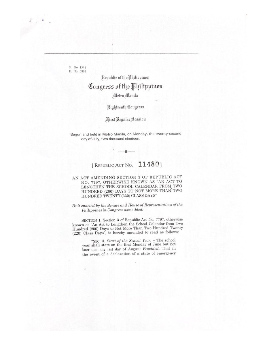 newswatchplusph's tweet photo. JUST IN: President Duterte signs into law a bill that allows him to change the date of school opening amid a state of emergency or calamity | @TriciahTerada https://t.co/oVxpxUtV6z