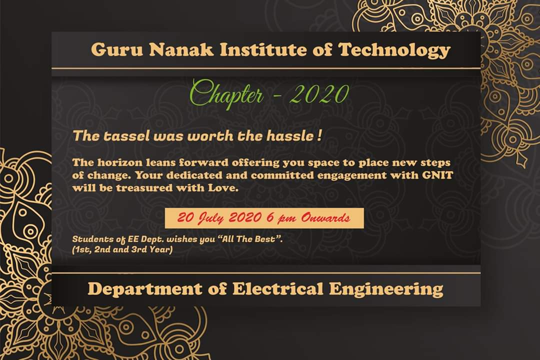 gnitsodepur's tweet photo. #Chapter2020 #TheTassleWasWorthTheHassle
Electrical Engineering @ GNIT
Memories &amp; Moments
@ 
https://t.co/TpuYoDZUxV

20th July, 2020 (Monday) from 6:00 p.m. onwards. https://t.co/ReabXHFywK