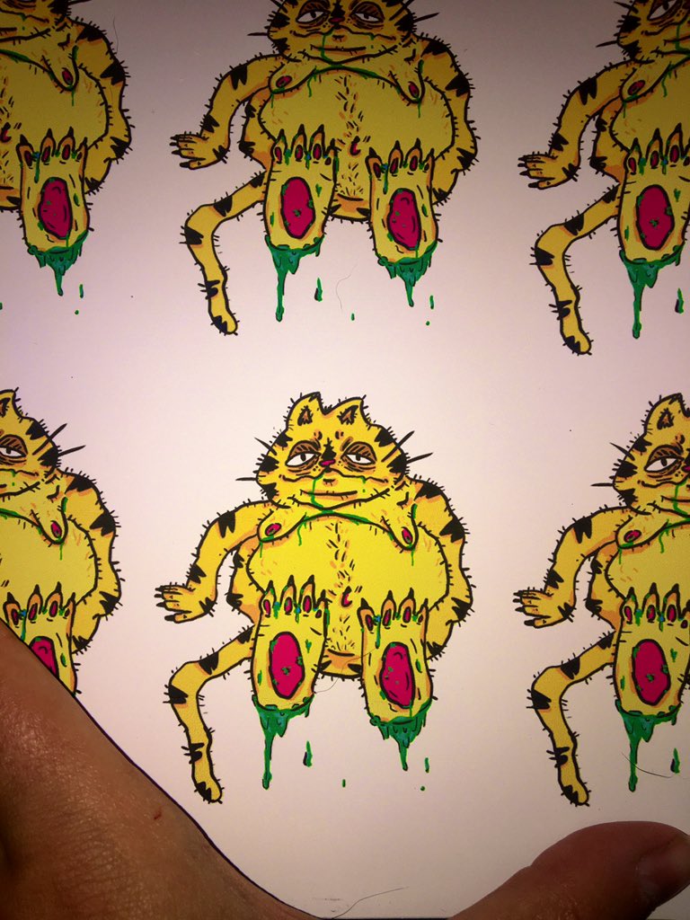 pprmintteaz1s's tweet photo. Not to fuckin flex or anything but I made these stickers today inspired by an old sketch from grade 10 #garfield https://t.co/0U7LOWohZU