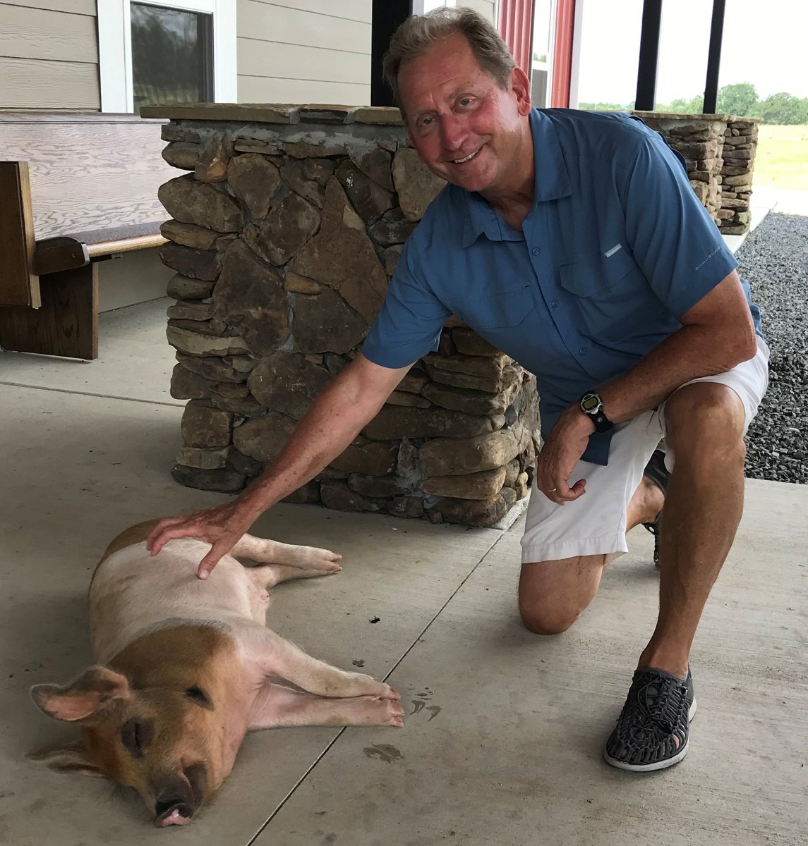 BMeekAnatomy's tweet photo. Got to meet Eric the Duroc (or part Duroc) at the Rabbit Ridge Farms in AR. Eric is in hog heaven on Rabbit Ridge. @rabbitridgefarms https://t.co/1dGePruYm5