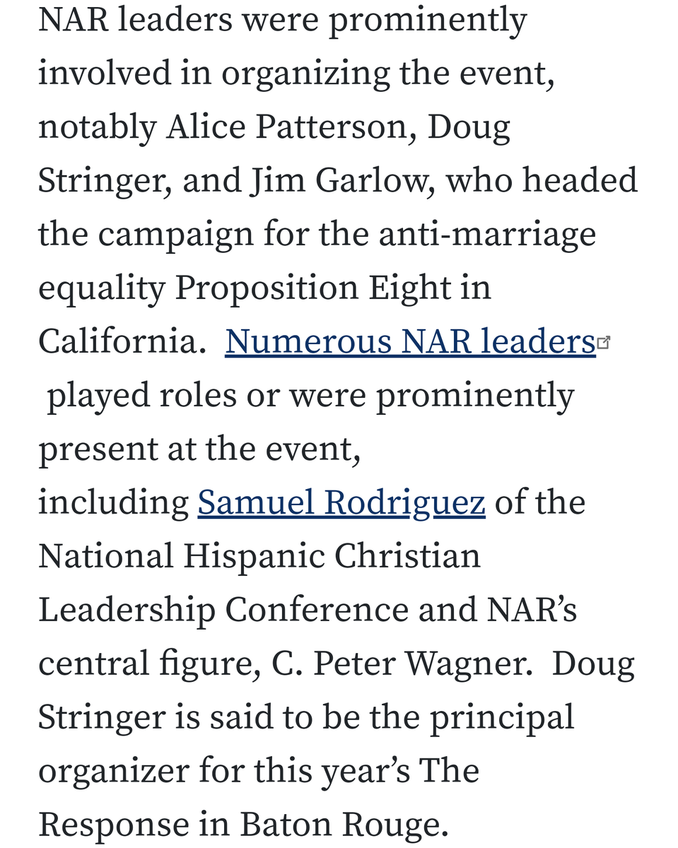 "Many of the NAR leaders are open about cultural and political dominion over the rest of society..."UiP's Jim Garlow, an NAR leader, was involved in organizing Lane's 2011 event. /26