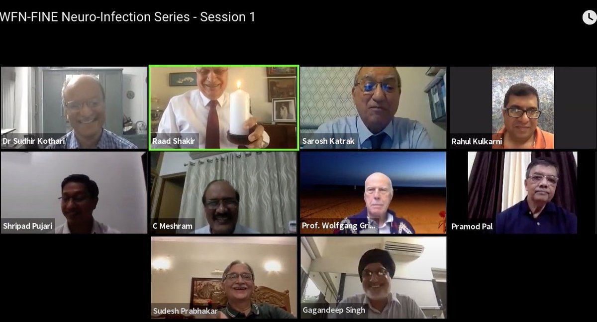 WFN - FINE Neuroinfection Webinar Series. inaugurated  on Saturday 18 th July by Prof Raad Shakir, Past President of World Federation of Neurology. Secretary General of WFN Prof Wolfgang Grisold also graced the occasion. Prof Hector Garcia talked on Neuro Cysticercosis.
