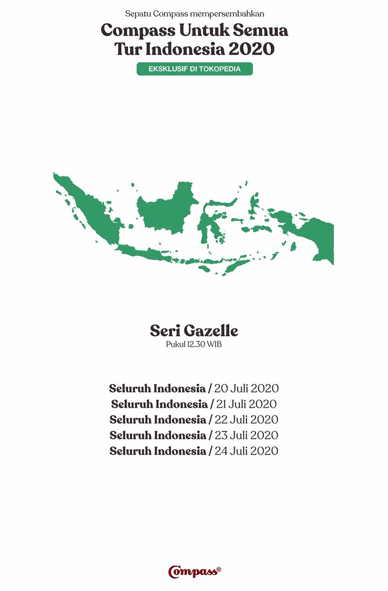 sepatucompass's tweet photo. Selamat pagi #temancompass. Yuk kita mulai lagi minggu ini dengan mimin kasih jadwal tur di Tokopedia, selama seminggu ini ya.
Dan masih berlaku untuk teman-teman di Seluruh Indonesia. Silahkan disimpan ๐ค
#sepatucompass
#banggabuatanIndonesia https://t.co/BlJmhzxS1b