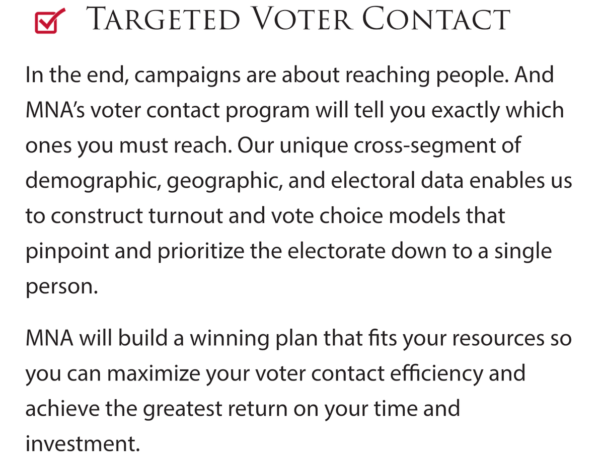 MNA won an award for "Best GOTV Field Program" for "their nationwide grassroots efforts" which spanned 65 days and was comprised of a 130-person ARP team. /29