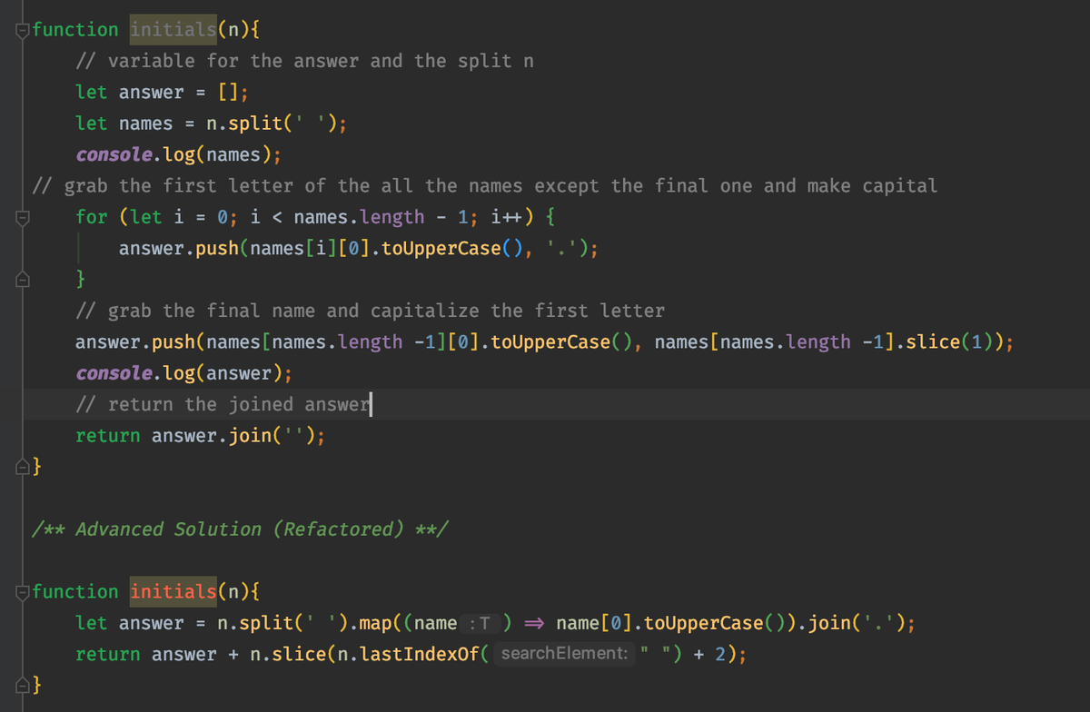 spianoDev's tweet photo. Day 45 (round 2) of #100DaysOfCode was a fun refactor and an original solution in codewars! #javascript #WomenWhoCode #greenGitHub https://t.co/08OYoxe6nl
