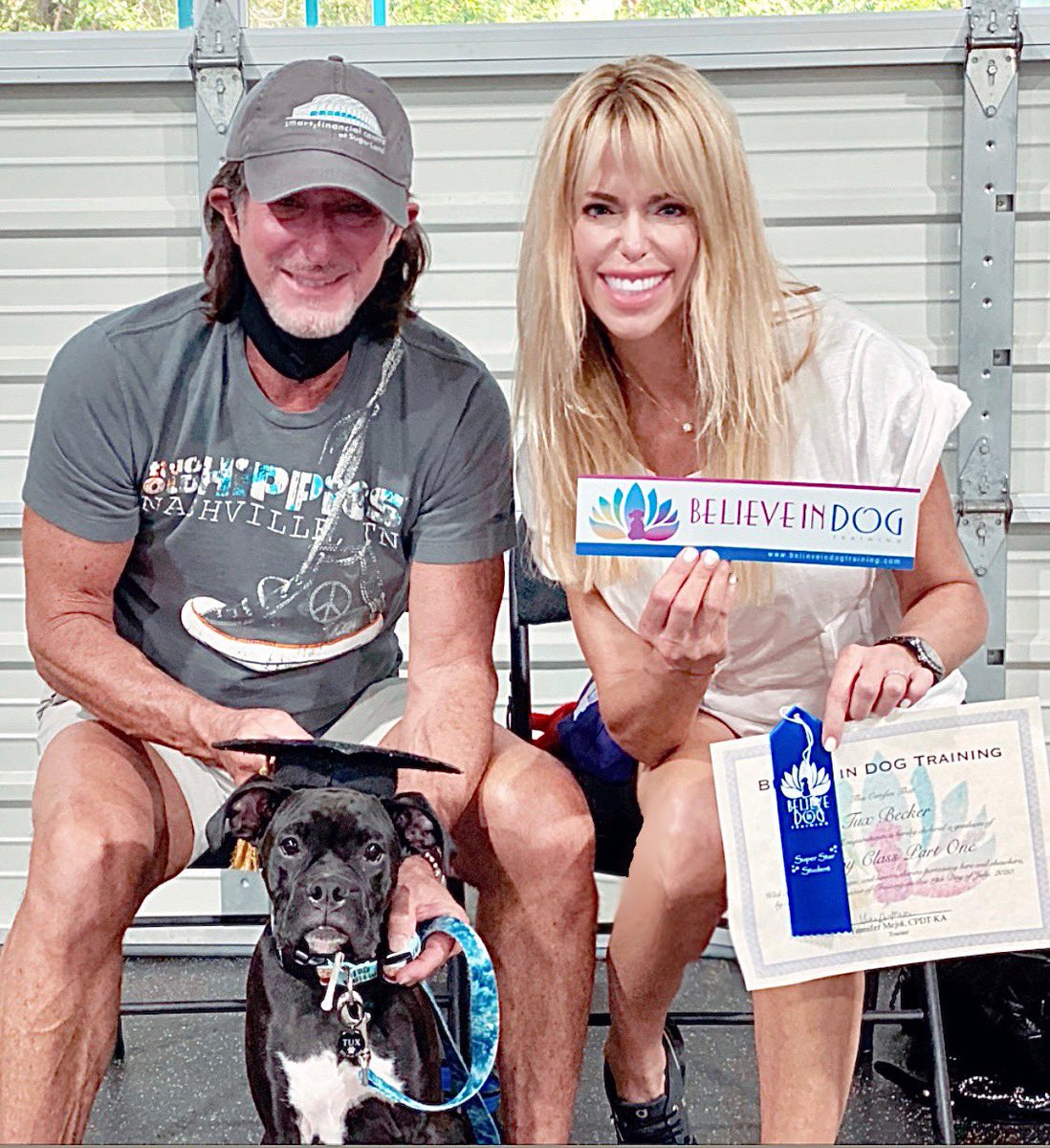 imamywest's tweet photo. @believeindogtx you Rock.  Our little TUX graduated doggie-cumlaude 🐶#Boxers https://t.co/AEsIPV9EhL
