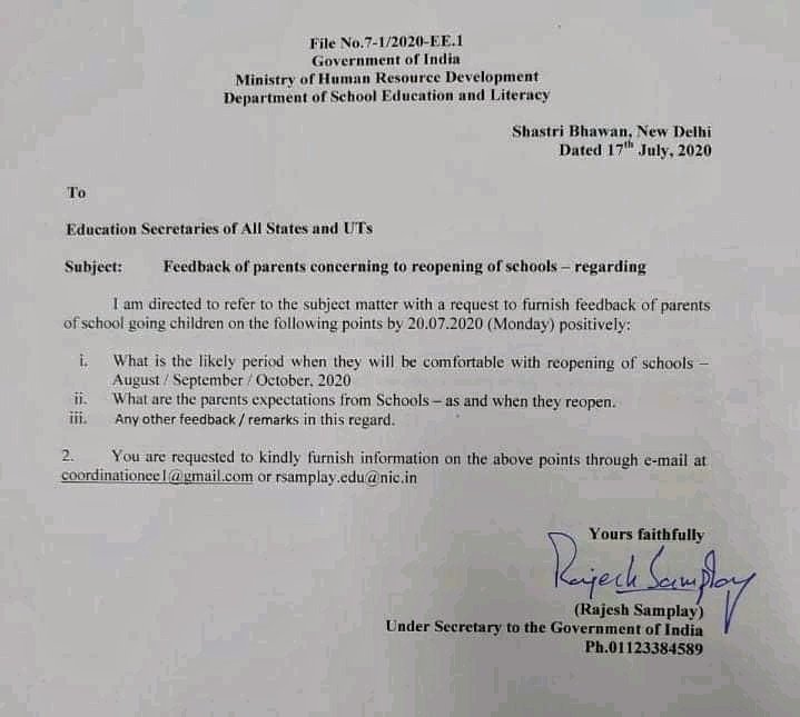 eok_tis's tweet photo. Schools should be the last to open after the #Covid19 cases' curve flattens out completely.

Email concerns to:
coordinationee1@gmail.com
&amp;
rsamplay.edu@nic.in

Today's the last date for submitting #feedback. Lets all email, &amp; ask others to email too✍️🇮🇳
--
#schoolsreopening 👎 https://t.co/cEfkKK2bNT