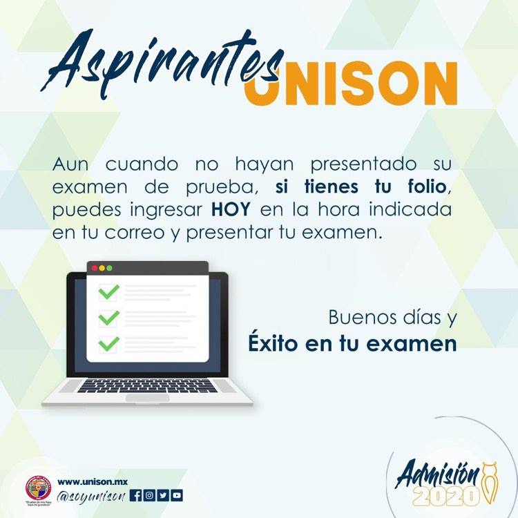SoyUnison's tweet photo. #AspirantesUnison #AdmisiónUnison https://t.co/HmIRw3aCLE