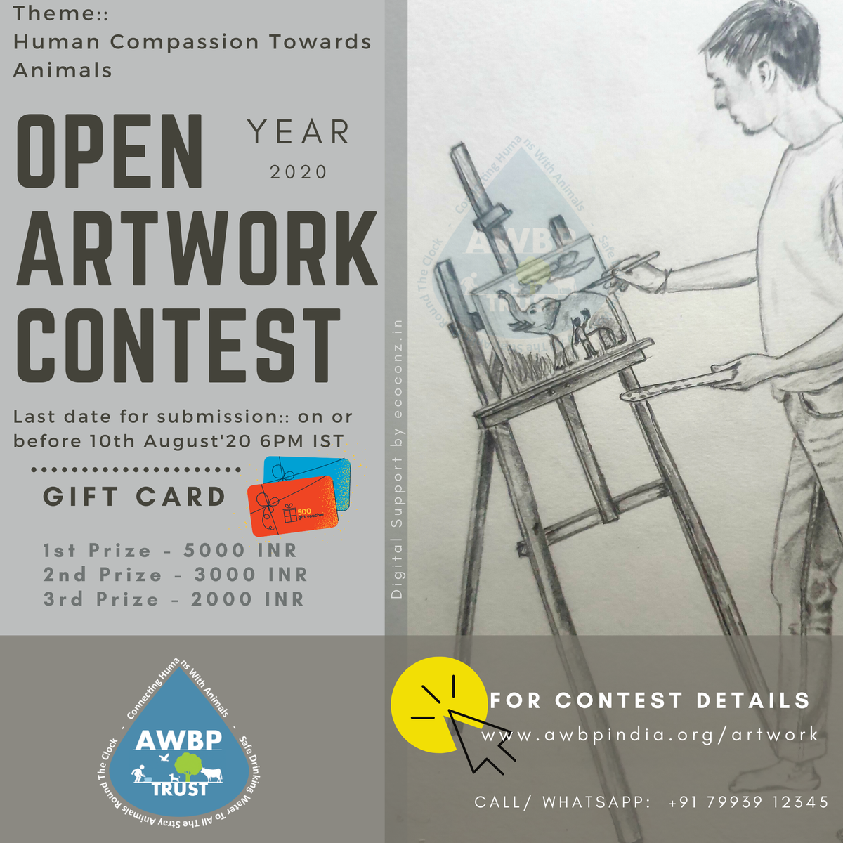 AwbpTrust's tweet photo. AWBP Trust - Open Artwork Contest - Year 2020 
Theme: Human Compassion Towards Animals

Click here for contest details - https://t.co/kpsZItUS3D

#ArtistOnTwitter #artwork_portrait #awbptrust https://t.co/5JOI9XTHO5