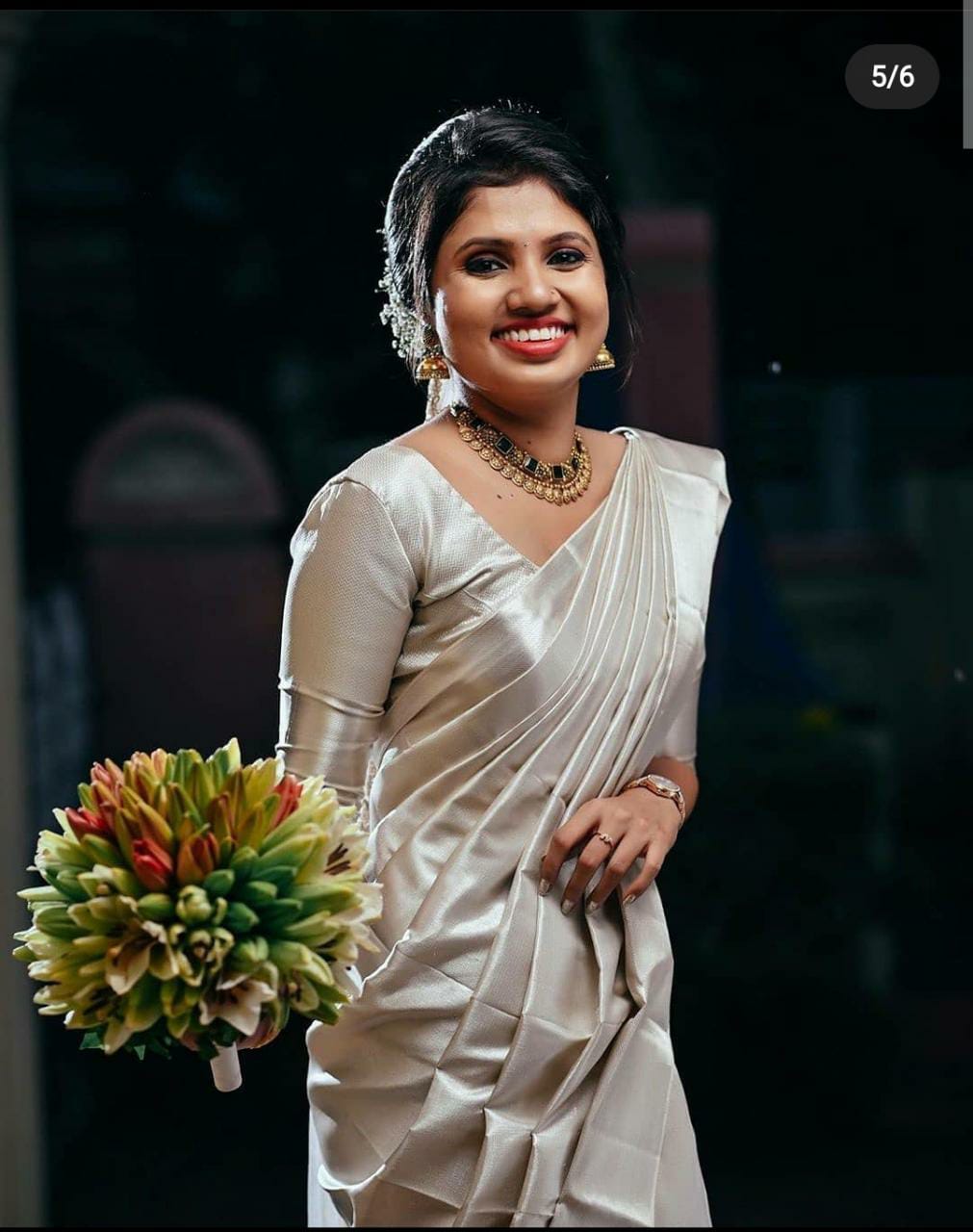 Silver top bridal saree