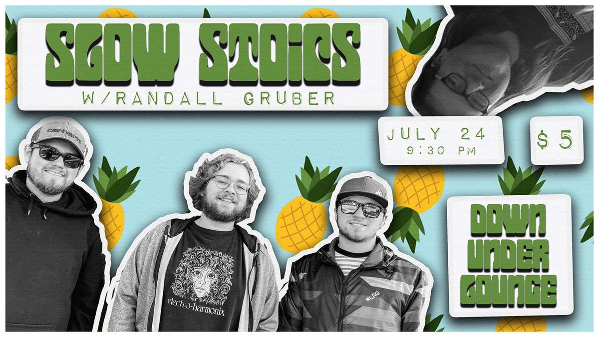 SlowStoics's tweet photo. Catch us at The Down Under Lounge with Randall Gruber this Friday!
#CelestialCrunk https://t.co/4juXi1kmps